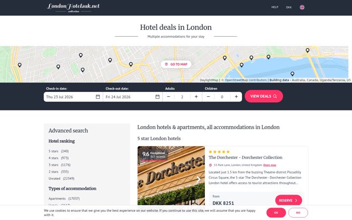 Screenshot of londonhotelsuk.net