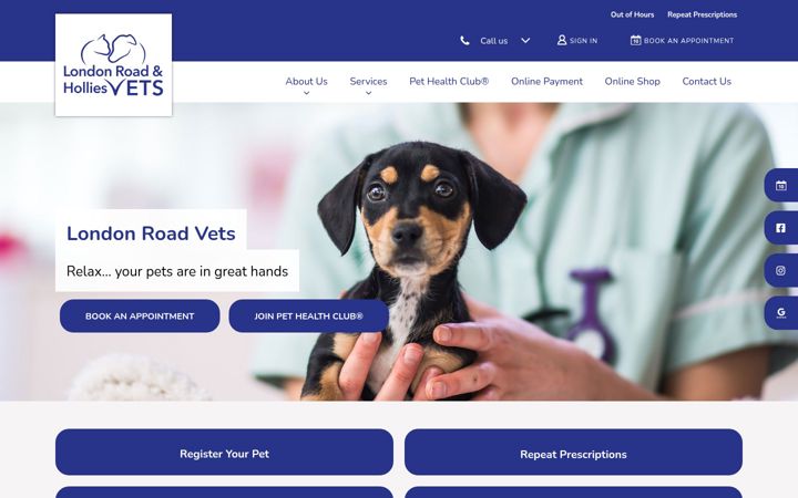 Screenshot of londonroadvets.co.uk