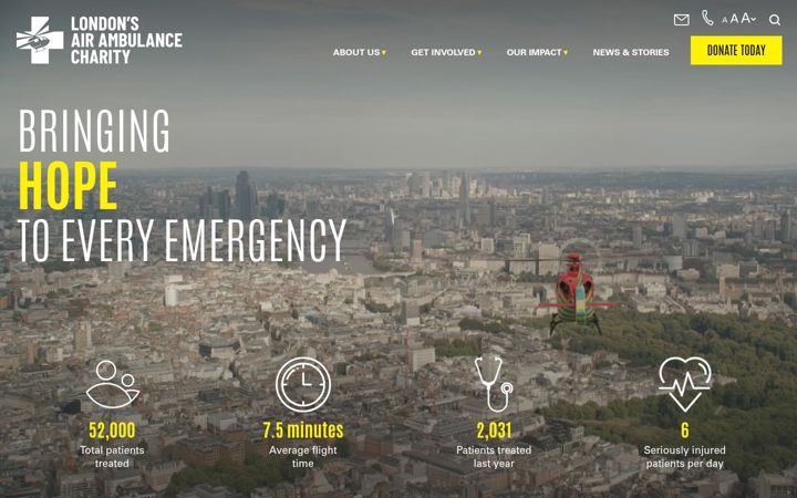 Screenshot of londonsairambulance.org.uk