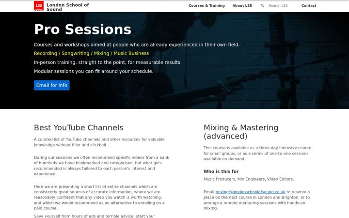 Screenshot of londonschoolofsound.co.uk