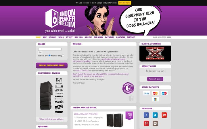 Screenshot of londonspeakerhire.com