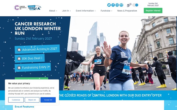 Screenshot of londonwinterrun.co.uk