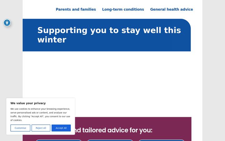 Screenshot of londonwinterwellness.nhs.uk
