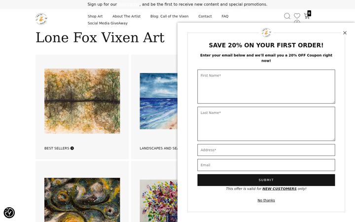 Screenshot of lonefoxvixenart.com