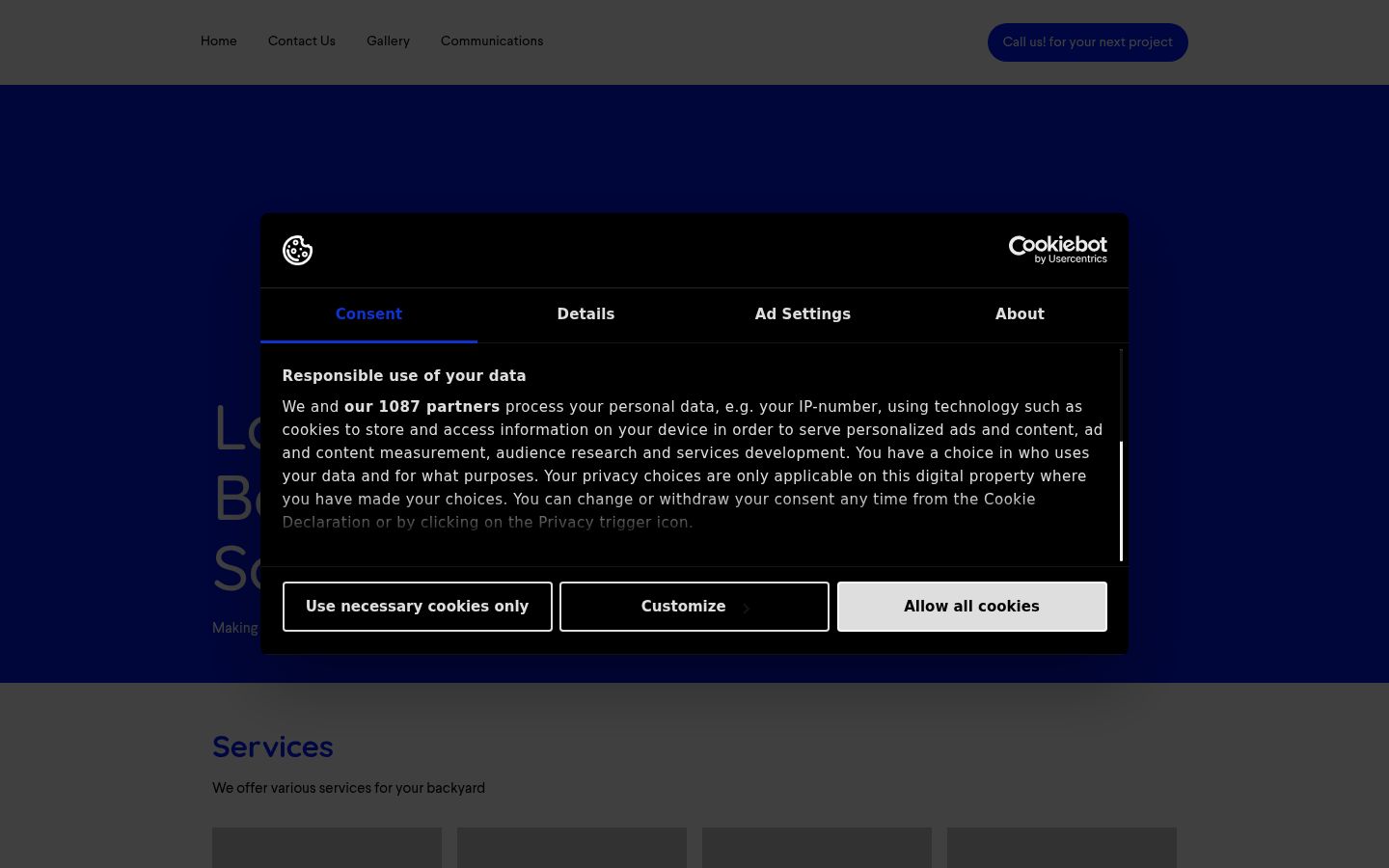 Screenshot del banner di consenso mostrato prima di qualsiasi interazione
