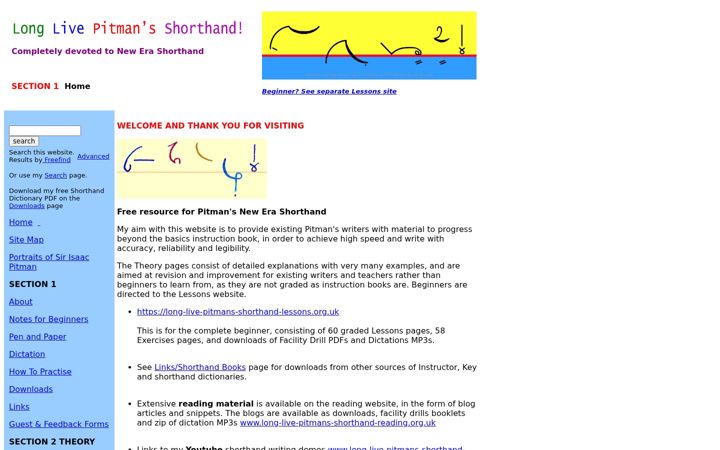 Screenshot of long-live-pitmans-shorthand.org.uk