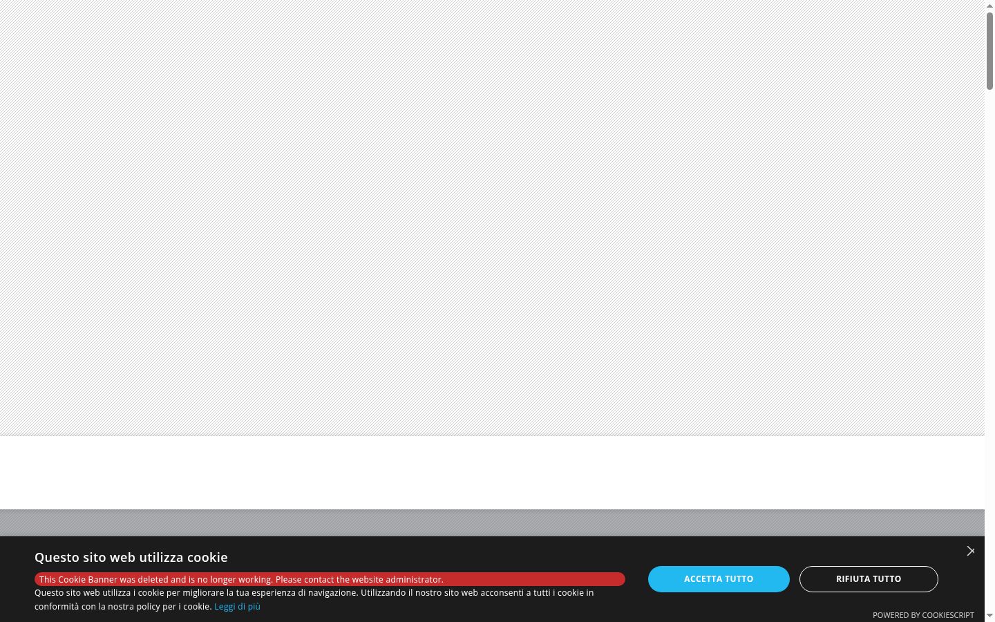 Screenshot del banner di consenso mostrato prima di qualsiasi interazione