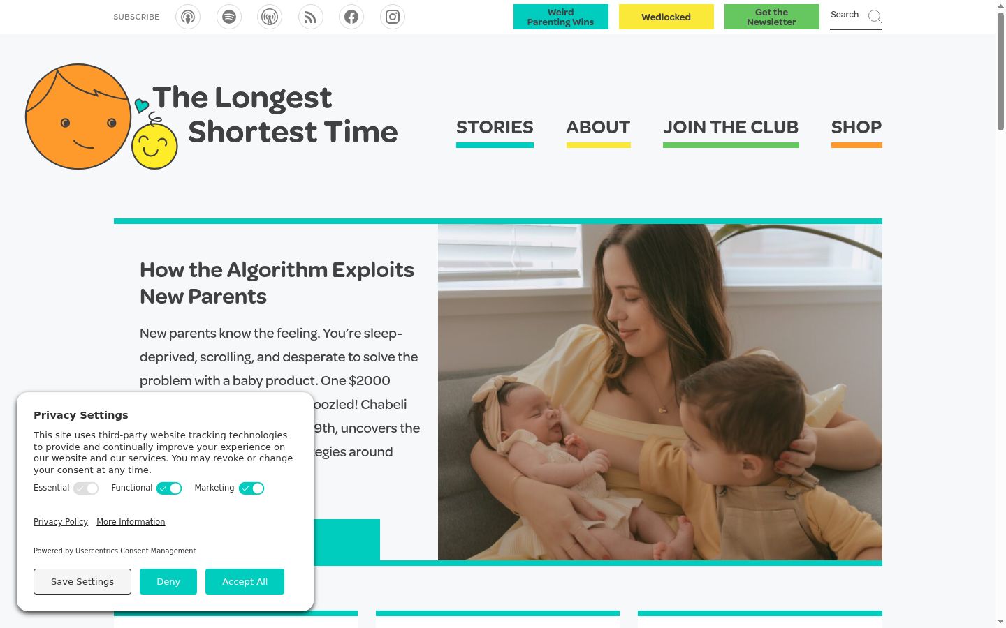 Screenshot del banner di consenso mostrato prima di qualsiasi interazione