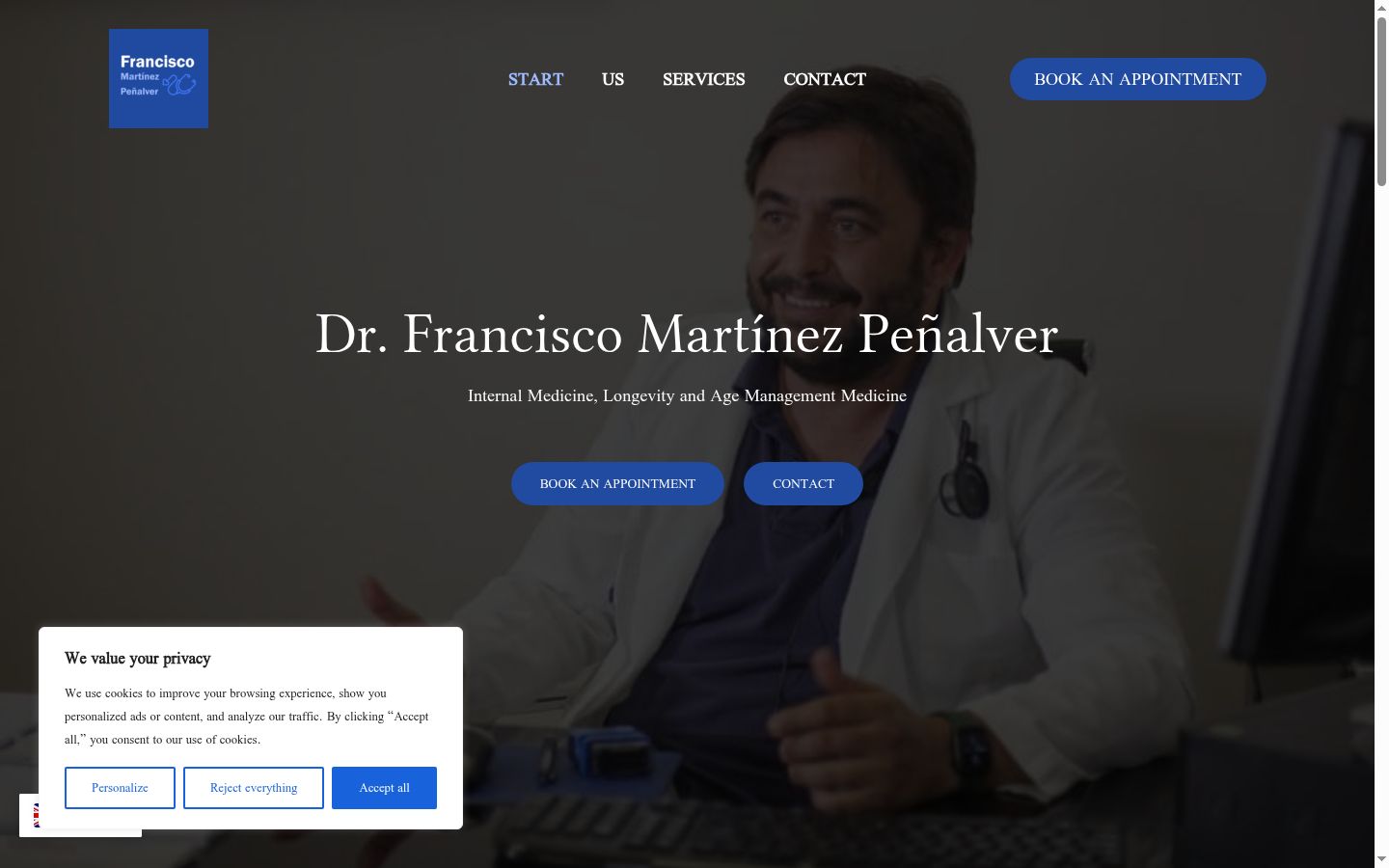Screenshot del banner di consenso mostrato prima di qualsiasi interazione