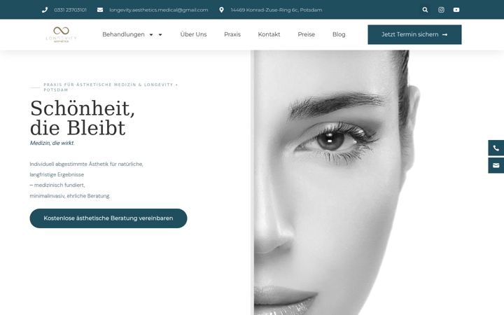 Screenshot of longevity-aesthetics.de