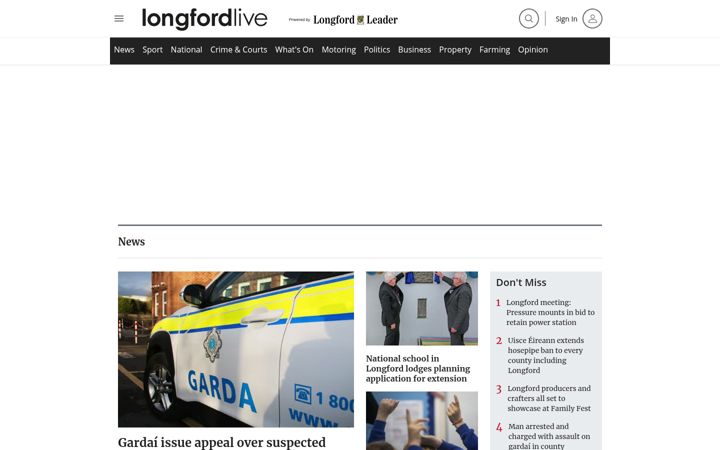 Screenshot of longfordleader.ie
