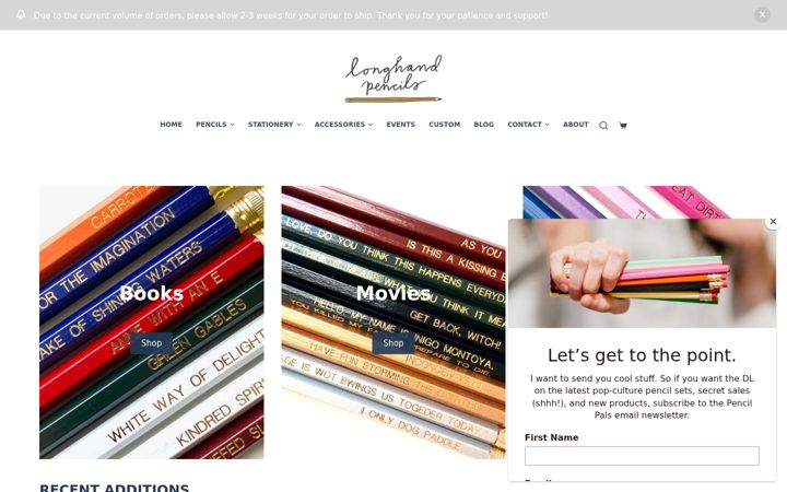 Screenshot of longhandpencils.com