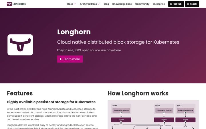 Screenshot of longhorn.io