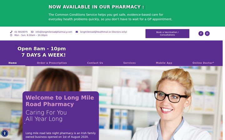 Screenshot of longmileroadpharmacy.com