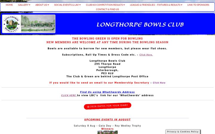 Screenshot of longthorpebowlsclub.org