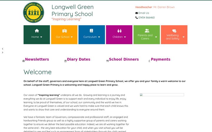 Screenshot of longwellgreenprimaryschool.co.uk