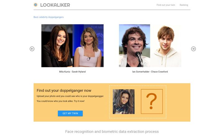 Screenshot of lookaliker.com
