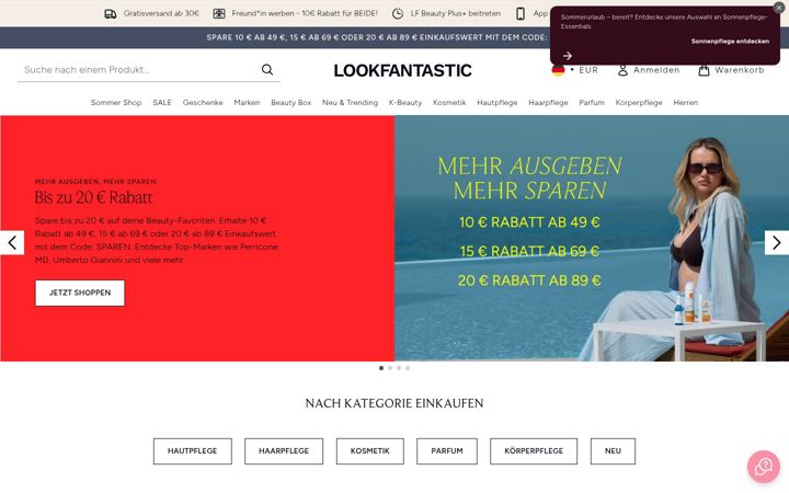 Screenshot von lookfantastic.de