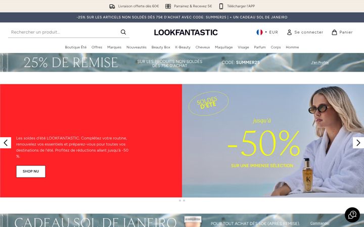 Screenshot of lookfantastic.fr
