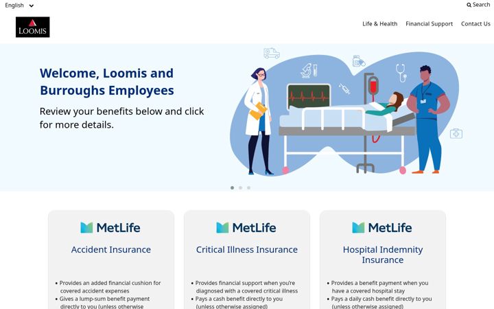 Screenshot of loomisvoluntarybenefits.com