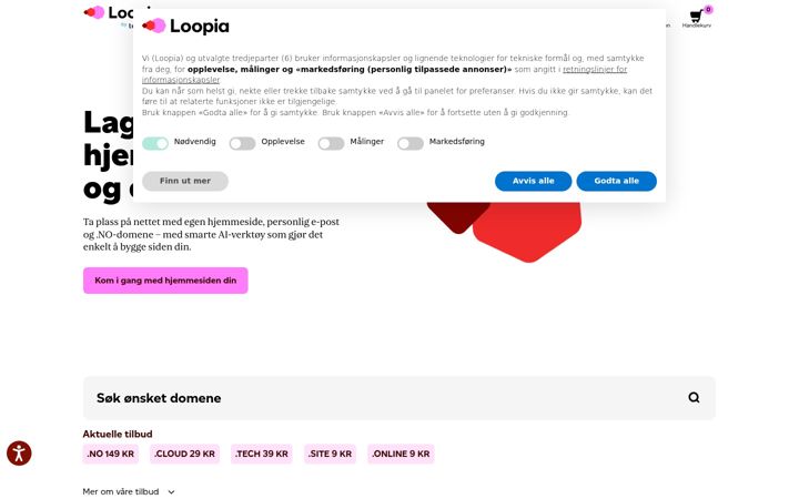 Screenshot of loopia.no