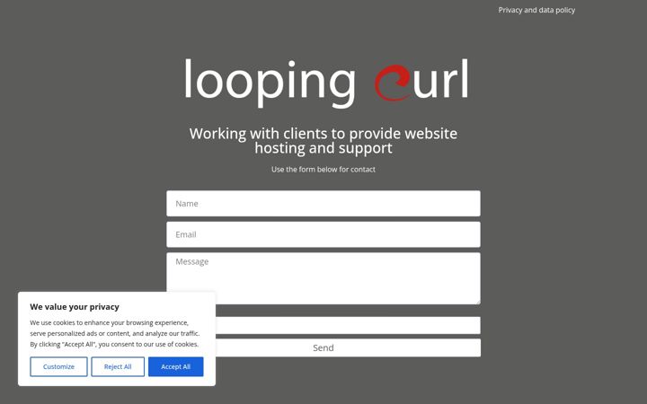 Screenshot of loopingcurl.co.uk