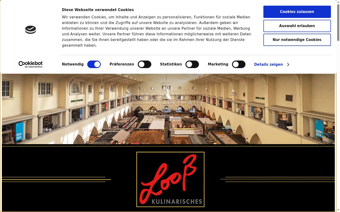 Screenshot des Einwilligungsbanners vor jeglicher Interaktion