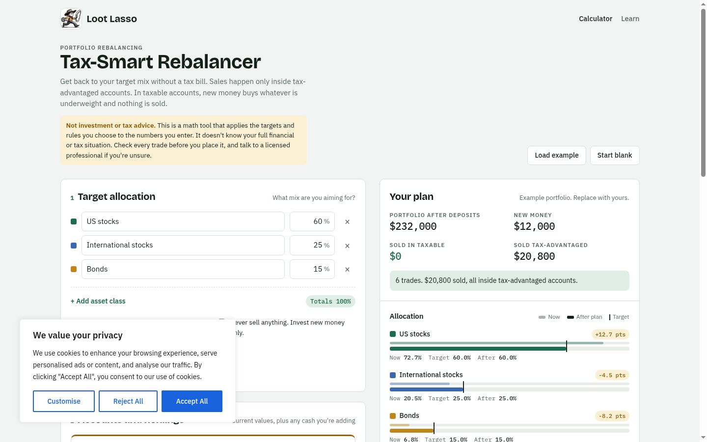 Ekrānuzņēmums ar piekrišanas baneri, kas tika rādīts pirms jebkādas mijiedarbības
