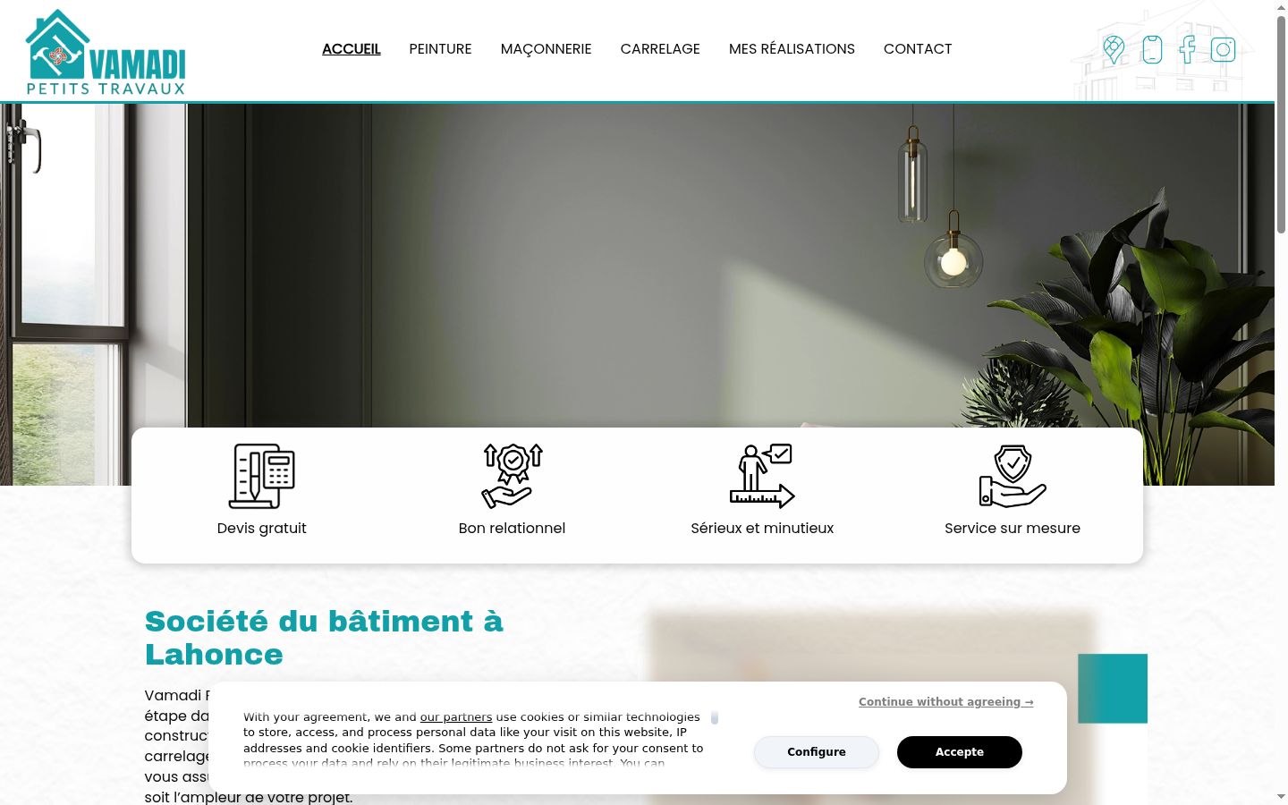 Screenshot del banner di consenso mostrato prima di qualsiasi interazione