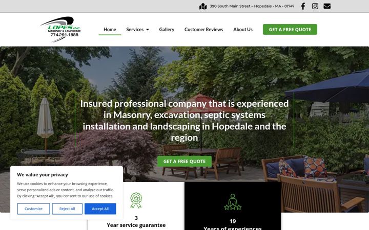 Screenshot of lopesmasonry.com