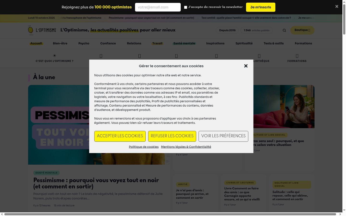 Screenshot tal-banner tal-kunsens muri qabel kwalunkwe interazzjoni