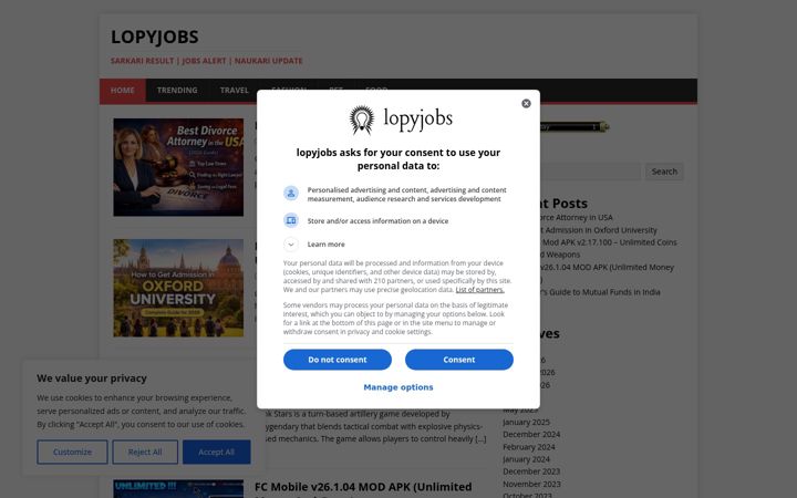 Screenshot of lopyjobs.com