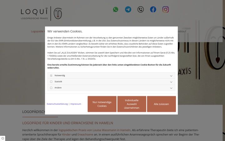 Screenshot of loqui-logopaedie.de
