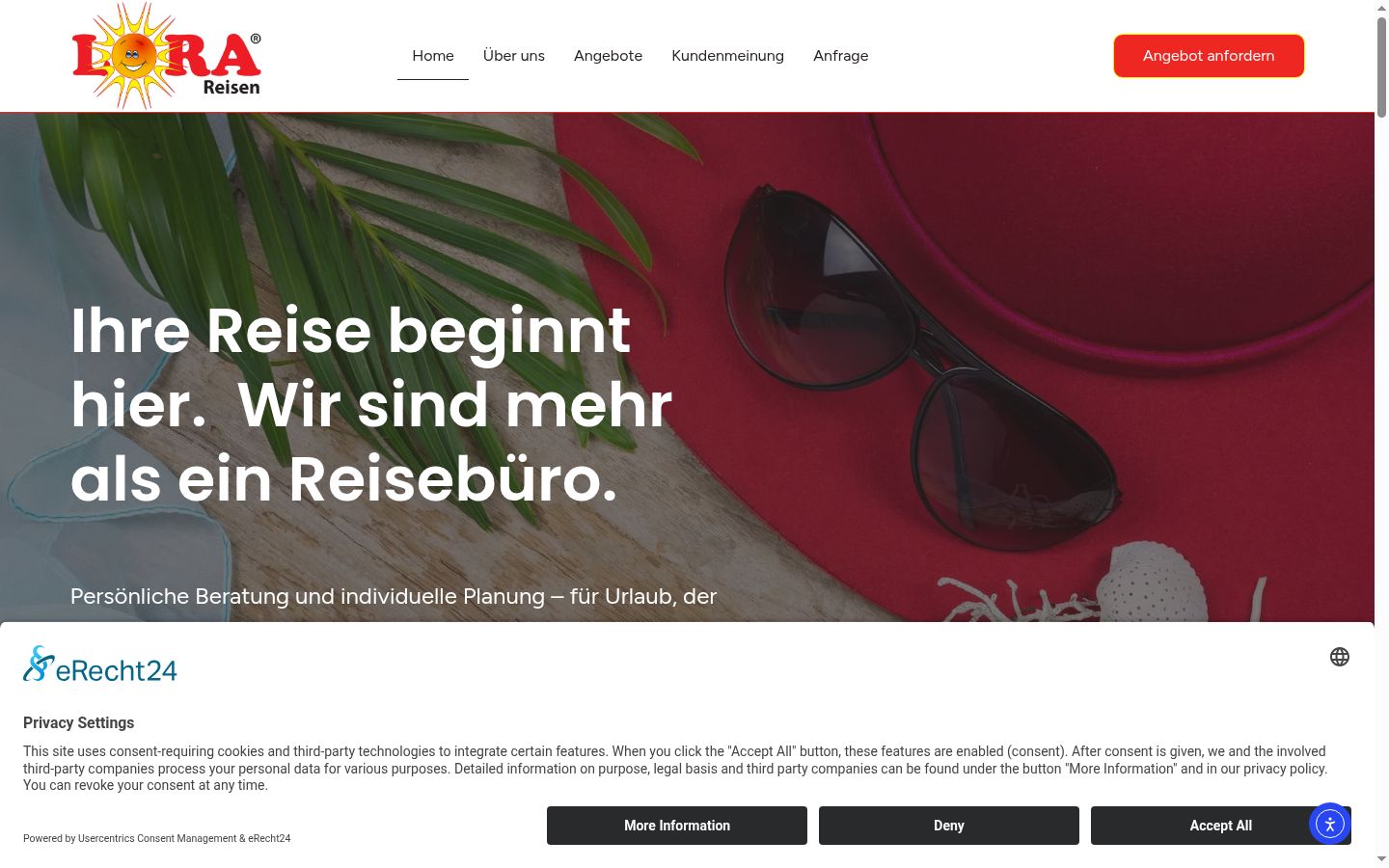 Screenshot des Einwilligungsbanners vor jeglicher Interaktion