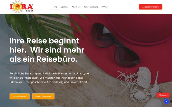 Screenshot of lora-reisen.com