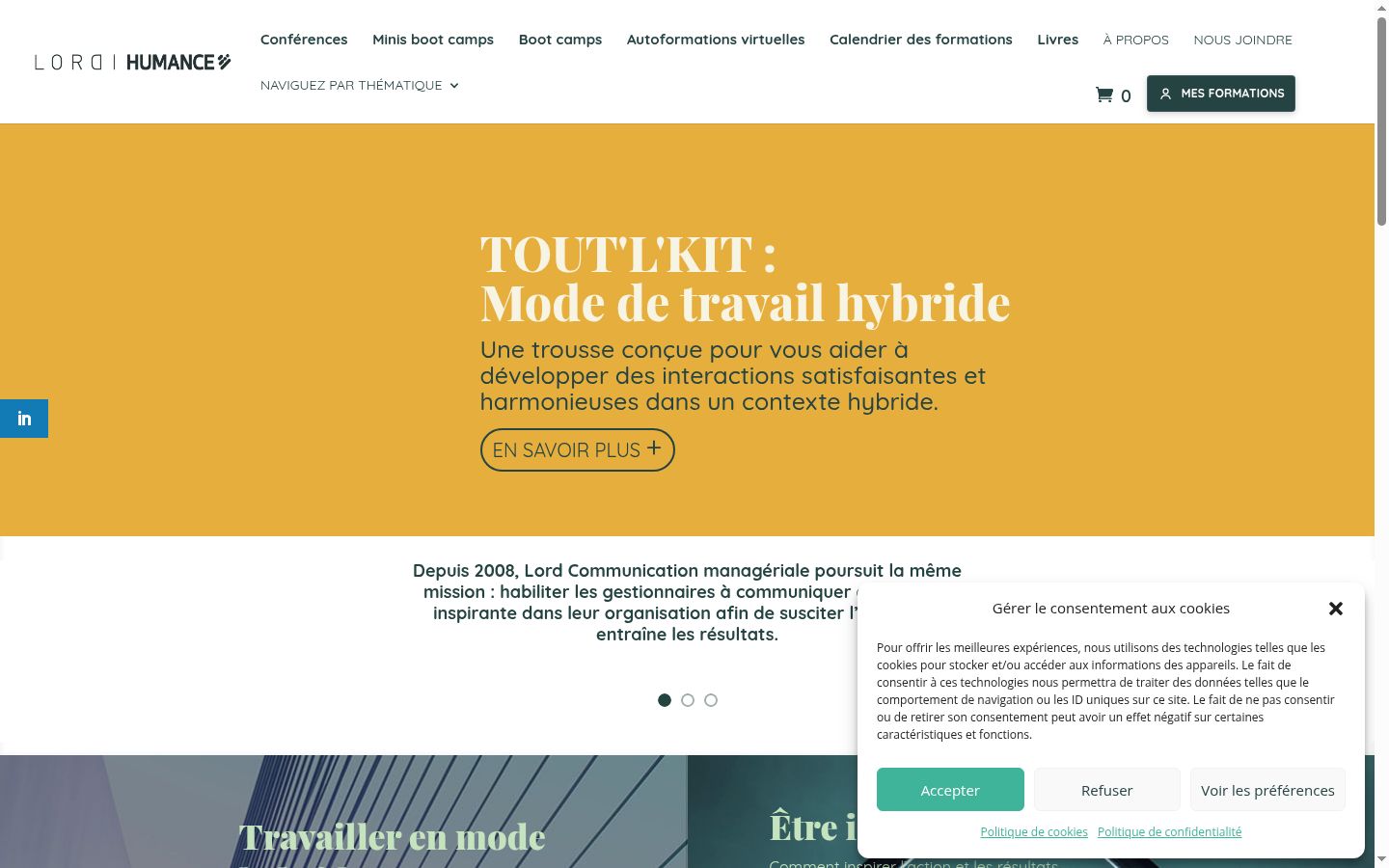 Screenshot del banner di consenso mostrato prima di qualsiasi interazione