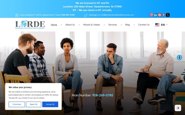 Screenshot of lordementalhealthservices.com