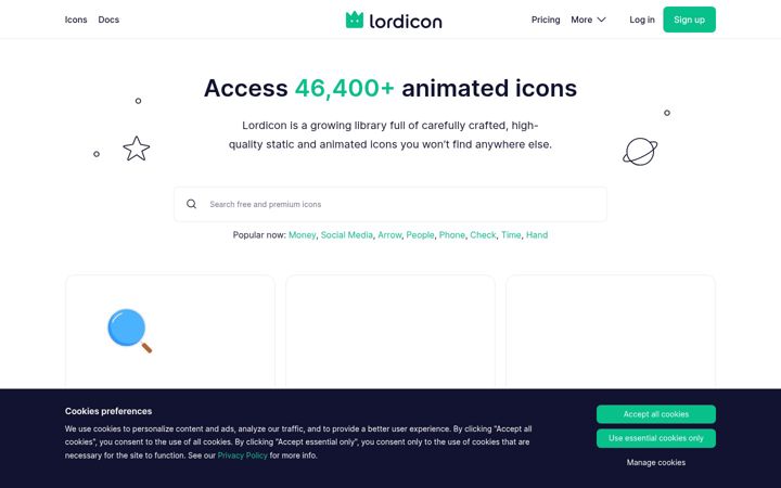 Captură de ecran a lordicon.com