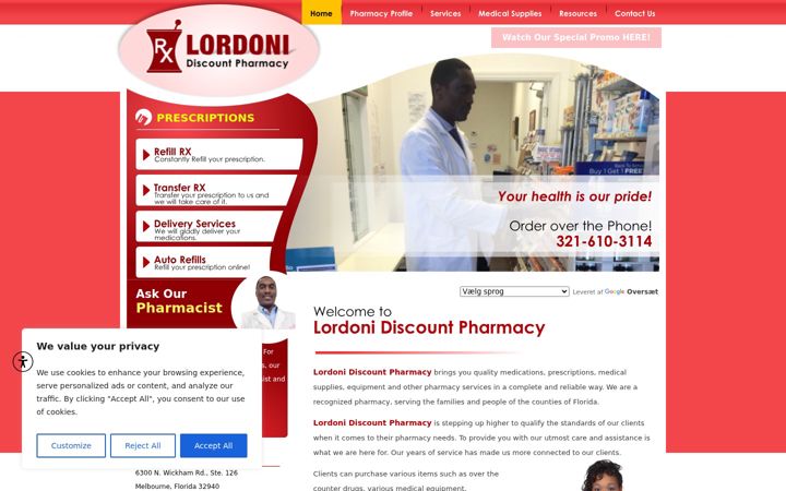 Screenshot of lordonidiscountpharmacy.com