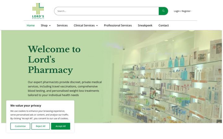 Screenshot of lordspharmacy.net