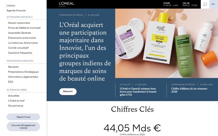 Screenshot of loreal-finance.com