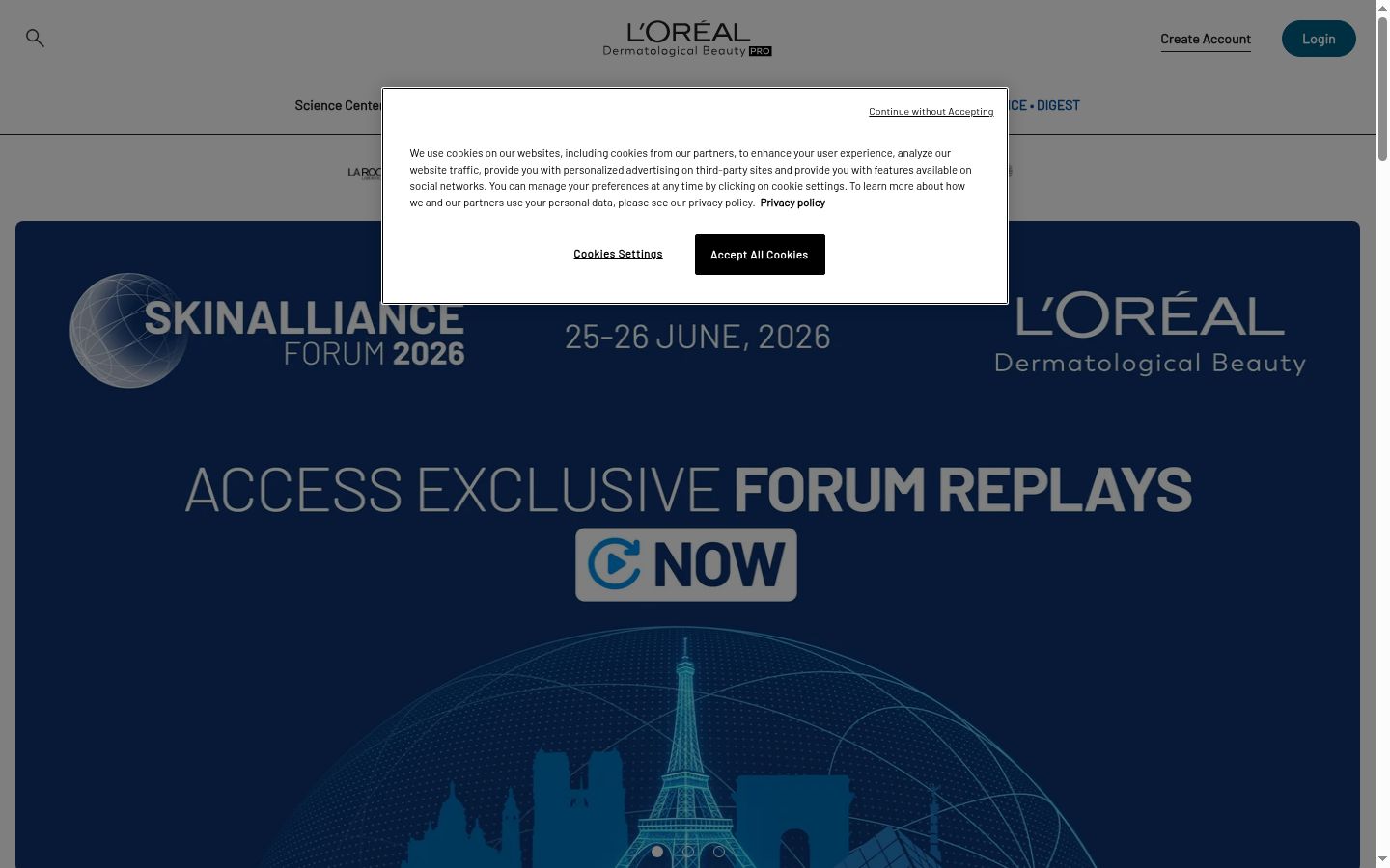 Screenshot del banner di consenso mostrato prima di qualsiasi interazione