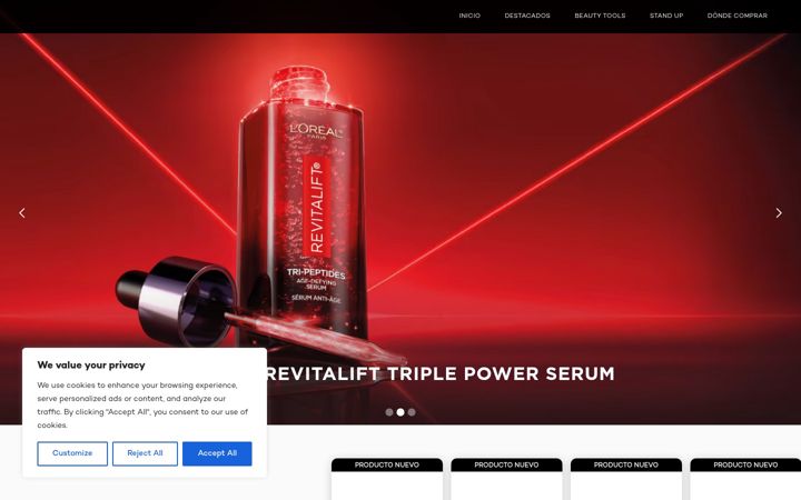 Screenshot of lorealparispr.com