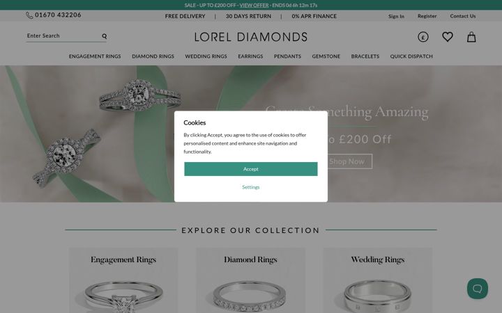 Screenshot of loreldiamonds.com