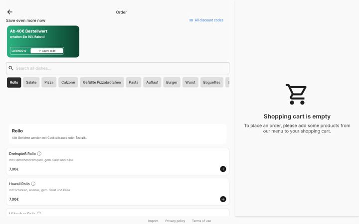 Screenshot of lorenzopizzeria.de
