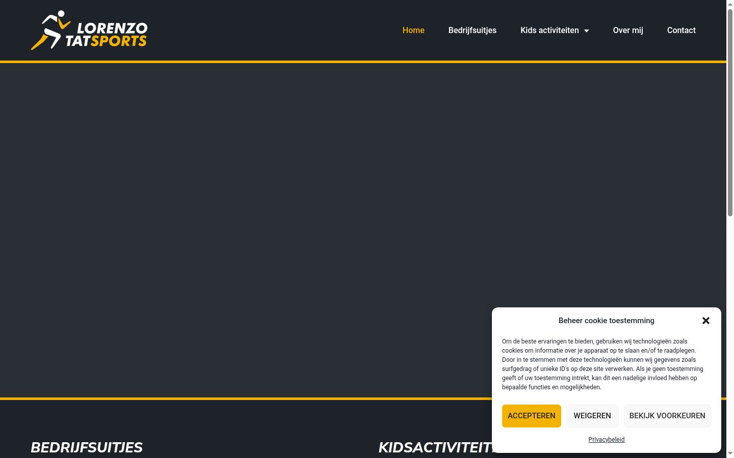 Screenshot del banner di consenso mostrato prima di qualsiasi interazione