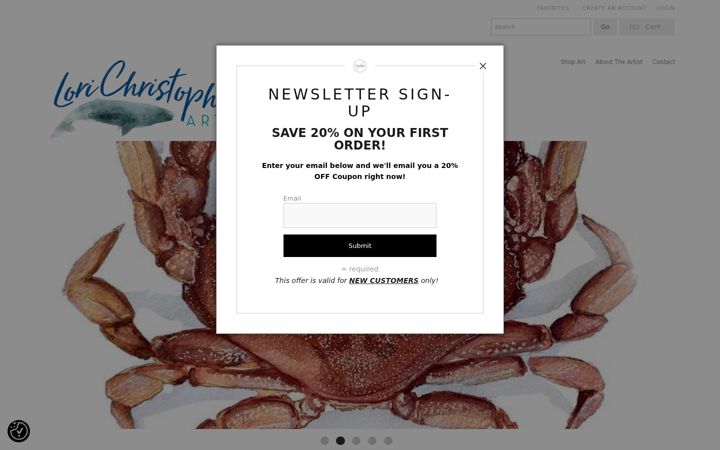 Screenshot of lorichristopherart.com