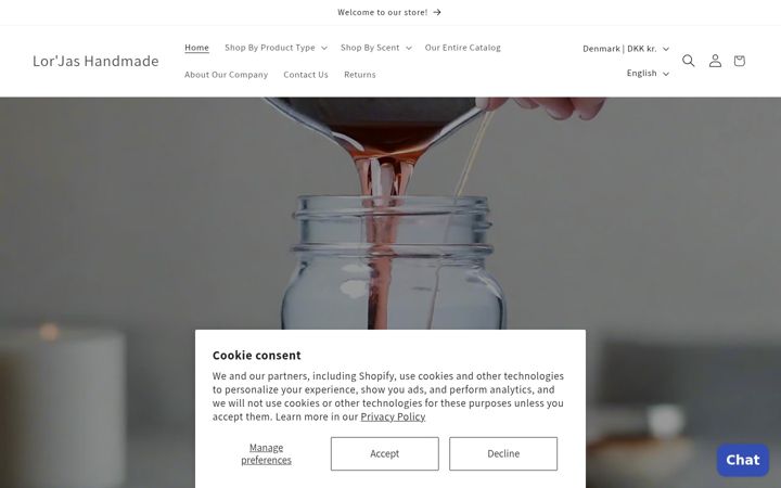 Kuvakaappaus sivustosta lorjashandmade.com
