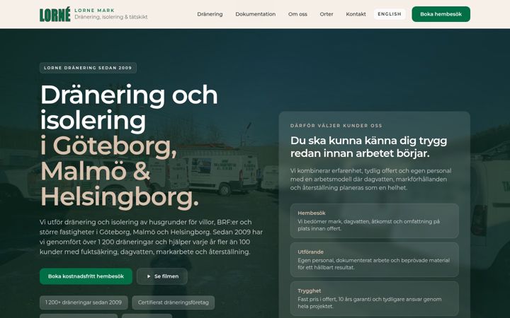 Screenshot of lornedranering.se