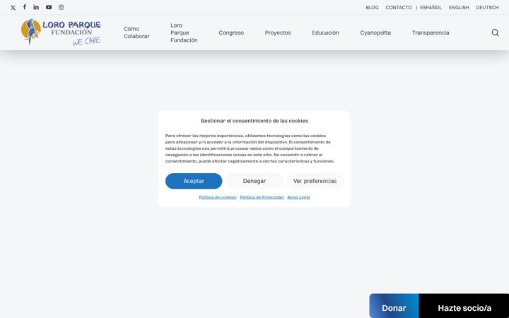 Screenshot of loroparque-fundacion.org